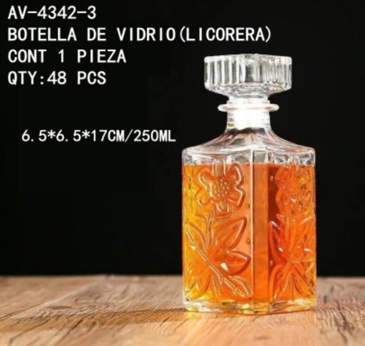 [AV-4342-3 [48 PZS/CAJA]] [AV-4342-3]BOTELLA DE VIDRIO(LICORERA)