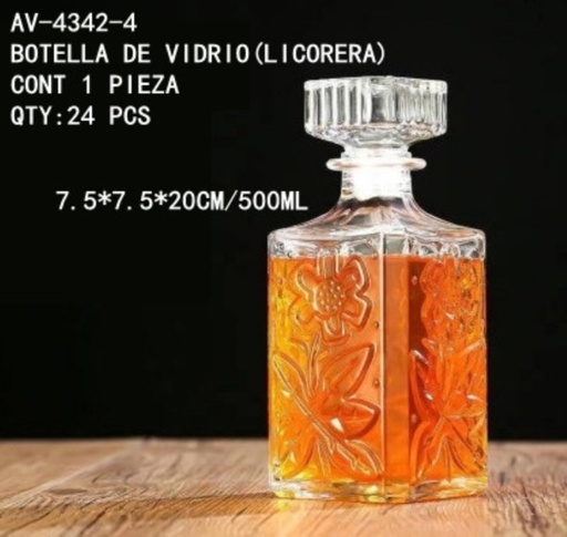 [AV-4342-4 [24 PZS/CAJA]] [AV-4342-4]BOTELLA DE VIDRIO(LICORERA)