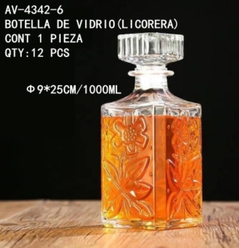 [AV-4342-6 [12 PZS/CAJA]] [AV-4342-6]BOTELLA DE VIDRIO(LICORERA)