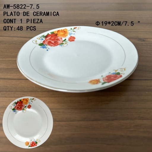 [AW-5822-7.5 [48 PZS/CAJA]] [AW-5822-7.5]PLATO DE CERAMICA