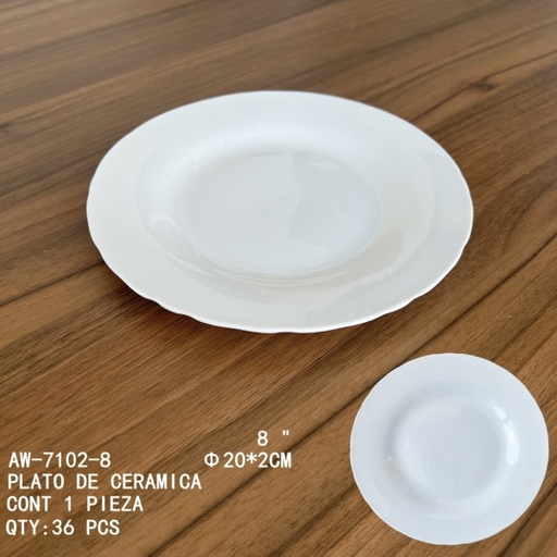 [AW-7102-8 [36 PZS/CAJA]] [AW-7102-8]PLATO DE CERAMICA