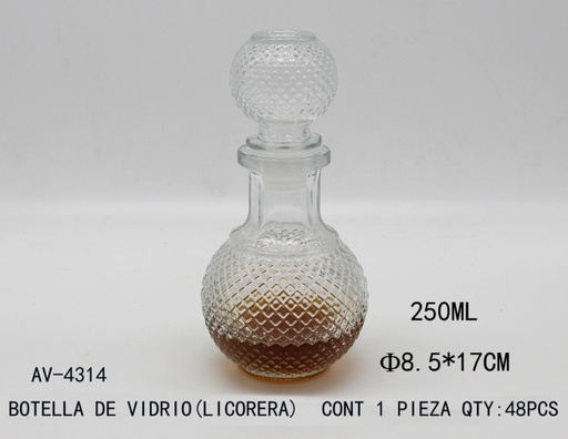 [AV-4314 [48 PZS/CAJA]] [AV-4314]BOTELLA DE VIDRIO(LICORERA)
