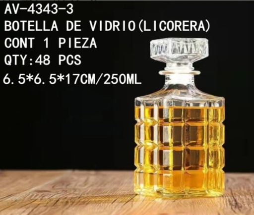 [AV-4343-3 [48 PZS/CAJA]] [AV-4343-3]BOTELLA DE VIDRIO(LICORERA)