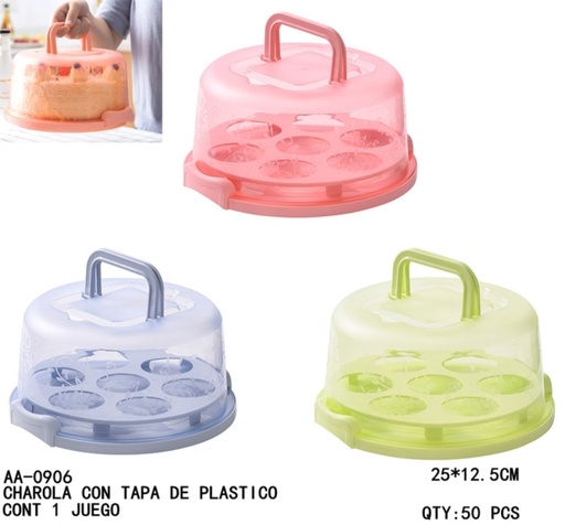 [AA-0906 [50 PZS/CAJA]] [AA-0906]CHAROLA CON TAPA DE PLASTICO