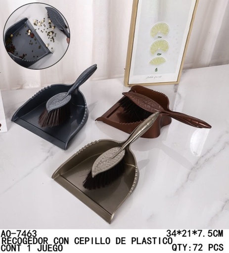 [AO-7463 [72 PZS/CAJA]] [AO-7463]RECOGEDOR CON CEPILLO DE PLASTICO