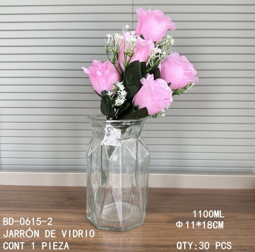 [BD-0615-2 [30 PZS/CAJA]] [BD-0615-2]JARRÓN DE VIDRIO