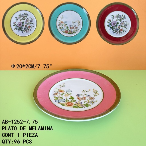 [AB-1252-7.75 [96 PZS/CAJA]] [AB-1252-7.75]PLATO DE MELAMINA