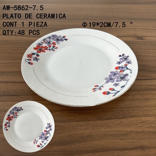 [AW-5862-7.5 [48 PZS/CAJA]] [AW-5862-7.5]PLATO DE CERAMICA