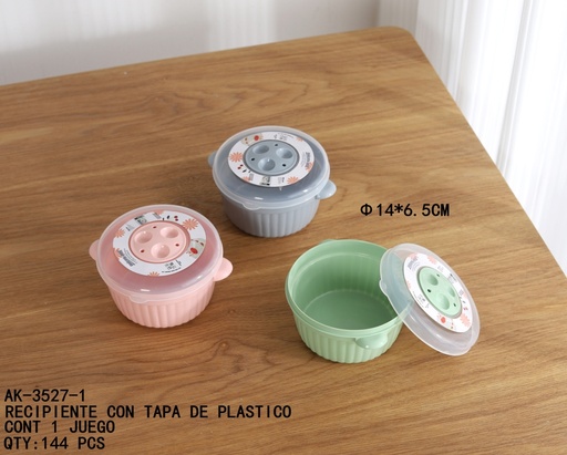 [AK-3527-1 [144 PZS/CAJA]] [AK-3527-1]RECIPIENTE CON TAPA DE PLASTICO