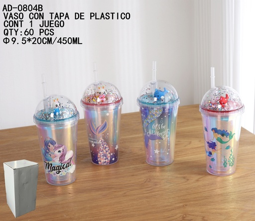 [AD-0804B [60 PZS/CAJA]] [AD-0804B]VASO CON TAPA DE PLASTICO