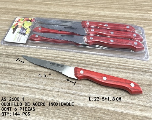 [AS-2600-1 [144 PZS/CAJA]] [AS-2600-1]CUCHILLO DE ACERO INOXIDABLE