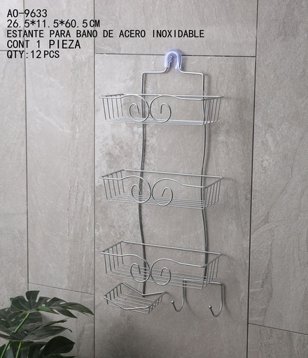 [AO-9633 [12 PZS/CAJA]] [AO-9633]ESTANTE PARA BANO DE ACERO INOXIDABLE
