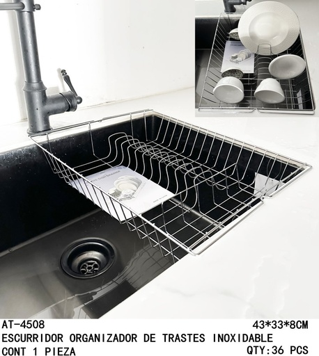 [AT-4508 [36 PZS/CAJA]] [AT-4508]ESCURRIDOR ORGANIZADOR DE TRASTES INOXIDABLE