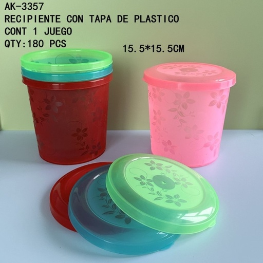 [AK-3357 [180 PZS/CAJA]] [AK-3357]RECIPIENTE CON TAPA DE PLASTICO