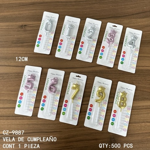 [CZ-9887 [500 PZS/CAJA]] [CZ-9887]VELA DE CUMPLEAÑO