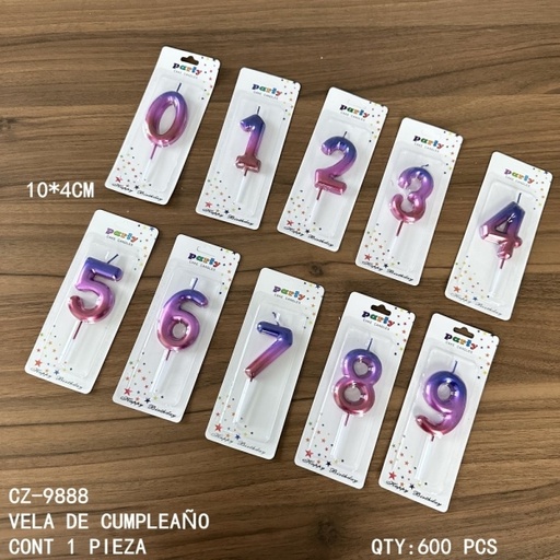 [CZ-9888 [600 PZS/CAJA]] [CZ-9888]VELA DE CUMPLEAÑO
