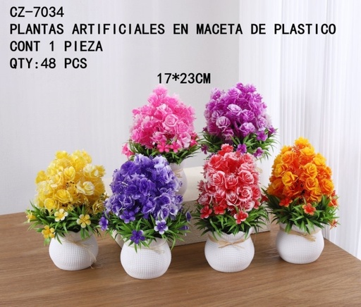 [CZ-7034 [48 PZS/CAJA]] [CZ-7034]PLANTAS ARTIFICIALES EN MACETA DE PLASTICO