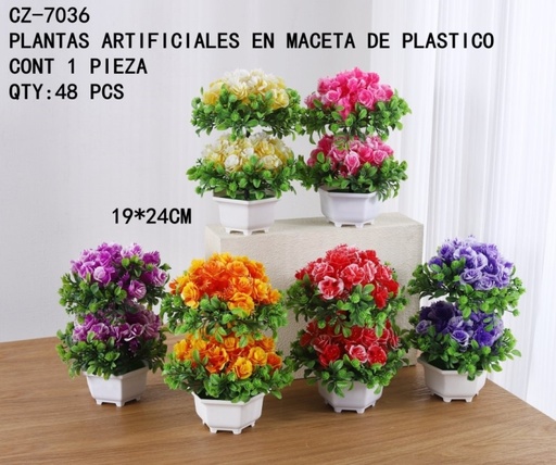 [CZ-7036 [48 PZS/CAJA]] [CZ-7036]PLANTAS ARTIFICIALES EN MACETA DE PLASTICO
