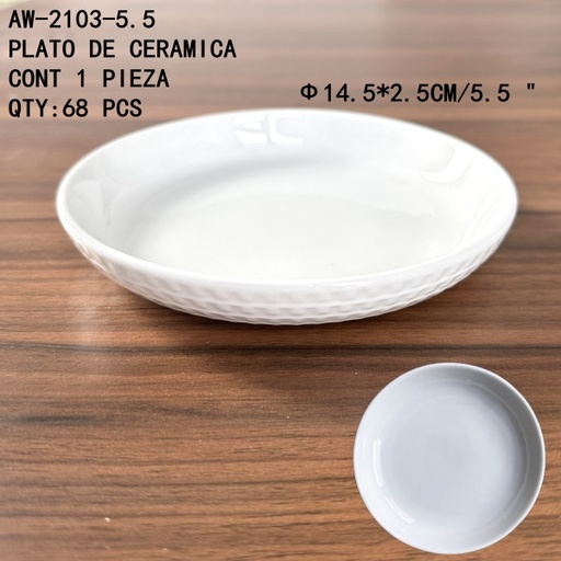 [AW-2103-5.5 [68 PZS/CAJA]] [AW-2103-5.5]PLATO DE CERAMICA