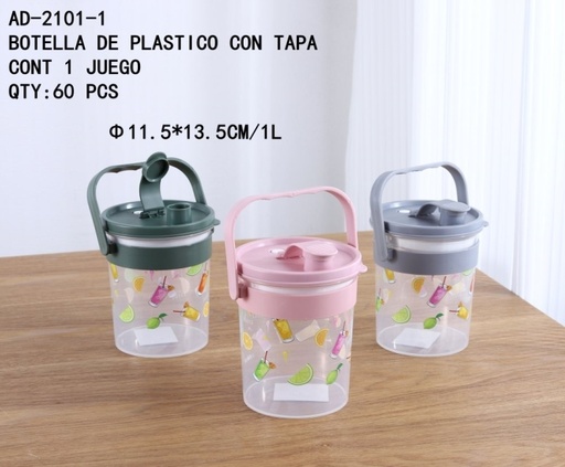 [AD-2101-1 [60 PZS/CAJA]] [AD-2101-1]BOTELLA DE PLASTICO CON TAPA