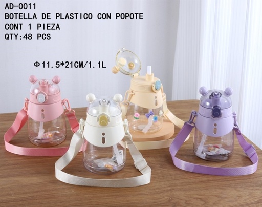 [AD-0011 [48 PZS/CAJA]] [AD-0011]BOTELLA DE PLASTICO CON POPOTE