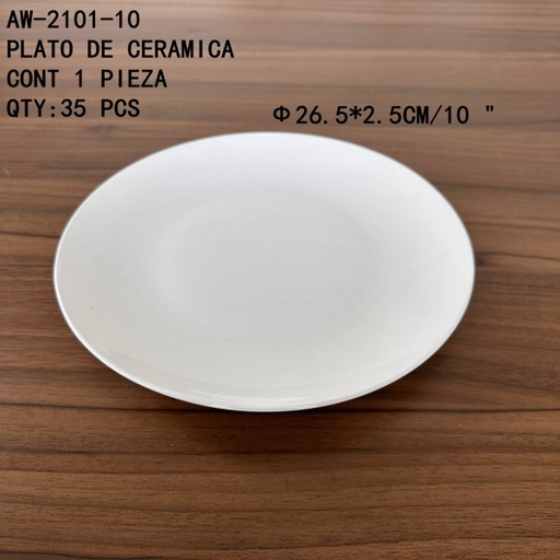 [AW-2101-10 [35 PZS/CAJA]] [AW-2101-10]PLATO DE CERAMICA