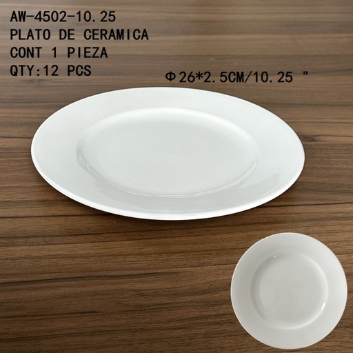 [AW-4502-10.25 [12 PZS/CAJA]] [AW-4502-10.25]PLATO DE CERAMICA