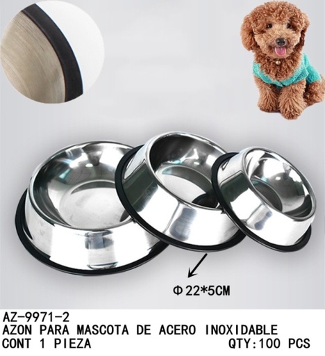 [AZ-9971-2 [100 PZS/CAJA]] [AZ-9971-2]TAZON PARA MASCOTA DE ACERO INOXIDABLE
