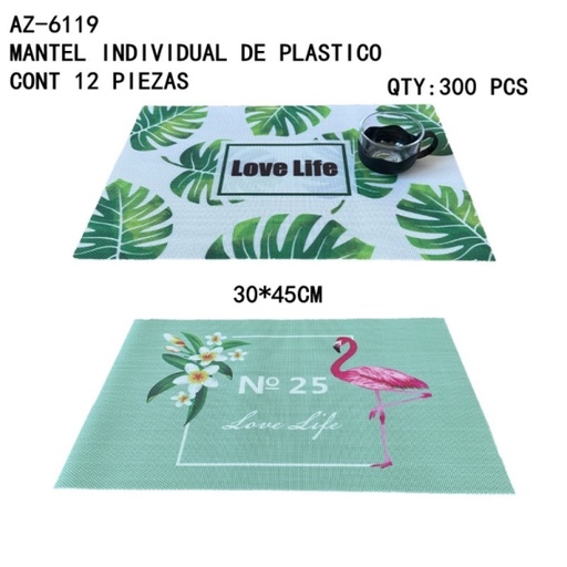 [AZ-6119 [300 PZS/CAJA]] [AZ-6119]MANTEL INDIVIDUAL DE PLASTICO