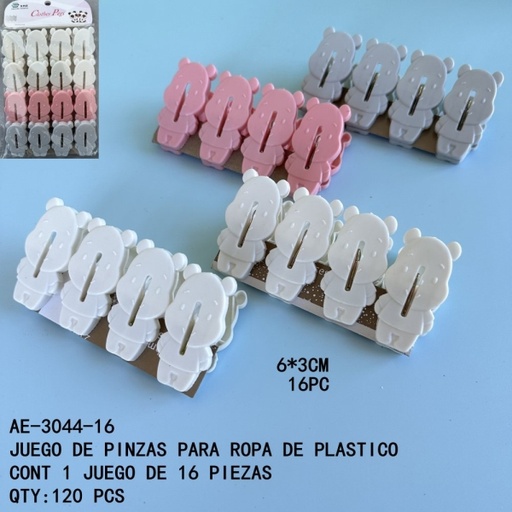 [AE-3044-16 [120 PZS/CAJA]] [AE-3044-16]JUEGO DE PINZAS PARA ROPA DE PLASTICO