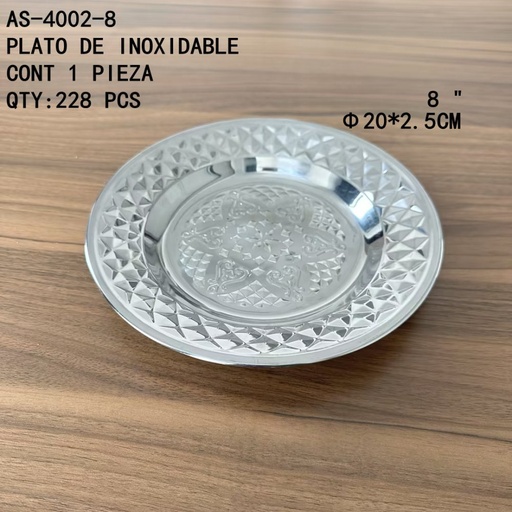 [AS-4002-8 [228 PZS/CAJA]] [AS-4002-8] PLATO DE INOXIDABLE