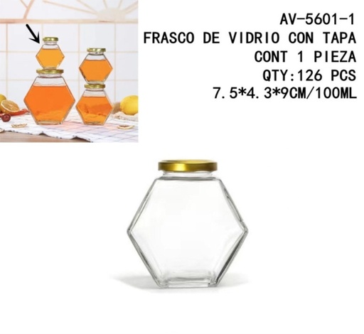 [AV-5601-1 [126 PZS/CAJA]] [AV-5601-1]FRASCO DE VIDRIO CON TAPA