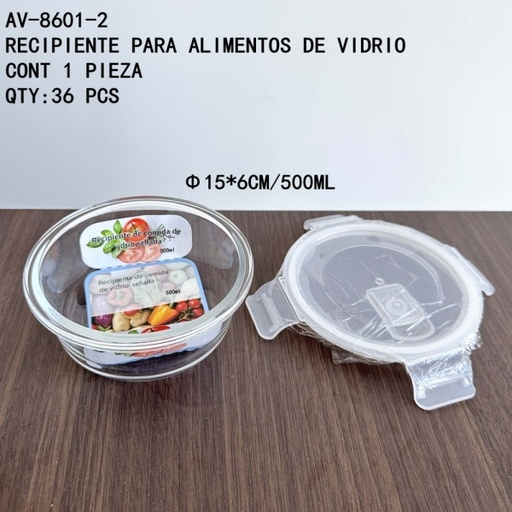 [AV-8601-2 [36 PZS/CAJA]] [AV-8601-2]RECIPIENTE PARA ALIMENTOS DE VIDRIO