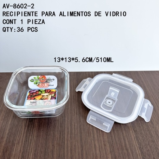 [AV-8602-2 [36 PZS/CAJA]] [AV-8602-2]RECIPIENTE PARA ALIMENTOS DE VIDRIO
