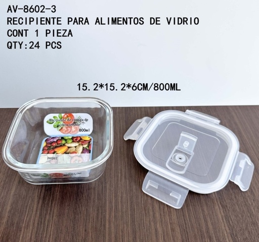 [AV-8602-3 [24 PZS/CAJA]] [AV-8602-3]RECIPIENTE PARA ALIMENTOS DE VIDRIO