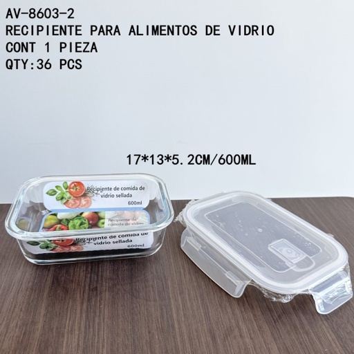 [AV-8603-2 [36 PZS/CAJA]] [AV-8603-2]RECIPIENTE PARA ALIMENTOS DE VIDRIO