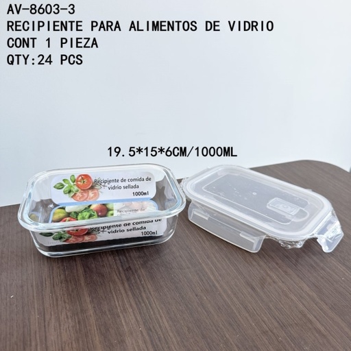 [AV-8603-3 [24 PZS/CAJA]] [AV-8603-3]RECIPIENTE PARA ALIMENTOS DE VIDRIO
