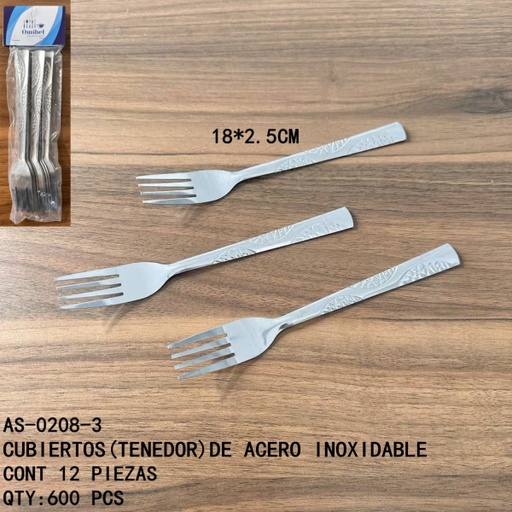[AS-0208-3 [600 PZS/CAJA]] [AS-0208-3] CUBIERTOS (TENEDOR) DE ACERO INOXIDABLE 