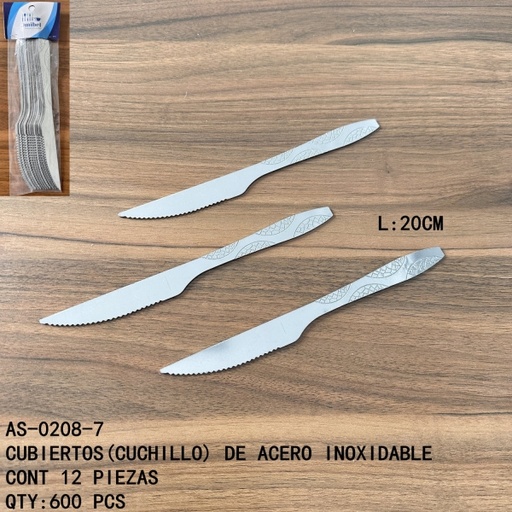 [AS-0208-7 [600 PZS/CAJA]] [AS-0208-7] CUBIERTOS(CUCHILLO) DE ACERO INOXIDABLE 