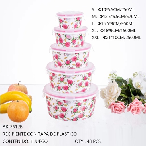 [AK-3612B [48 PZS/CAJA]] [AK-3612B]RECIPIENTE CON TAPA DE PLASTICO
