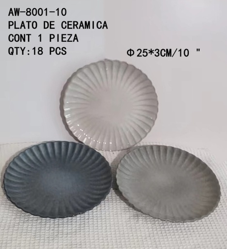 [AW-8001-10 [18 PZS/CAJA]] [AW-8001-10]PLATO DE CERAMICA