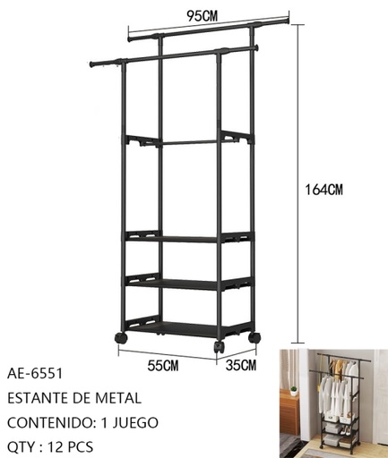 [AE-6551 [12 PZS/CAJA]] [AE-6551]ESTANTE DE METAL