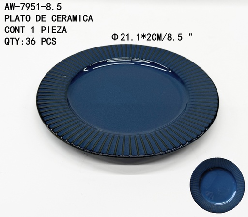 [AW-7951-8.5 [36 PZS/CAJA]] [AW-7951-8.5]PLATO DE CERAMICA