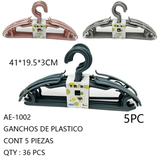 [AE-1002 [36 PZS/CAJA]] [AE-1002]GANCHOS DE PLASTICO