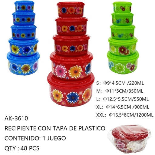[AK-3610 [48 PZS/CAJA]] [AK-3610]RECIPIENTE CON TAPA DE PLASTICO