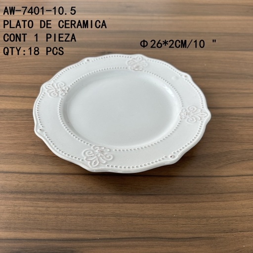 [AW-7401-10.5 [18 PZS/CAJA]] [AW-7401-10.5]PLATO DE CERAMICA