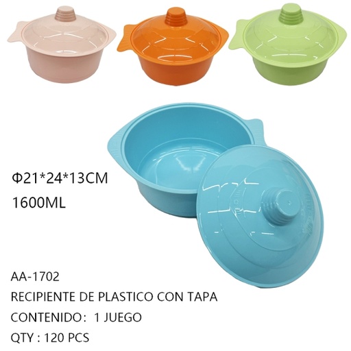 [AA-1702 [120 PZS/CAJA]] [AA-1702]RECIPIENTE DE PLASTICO CON TAPA