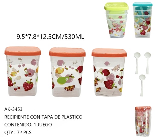[AK-3453 [72 PZS/CAJA]] [AK-3453]RECIPIENTE CON TAPA DE PLASTICO