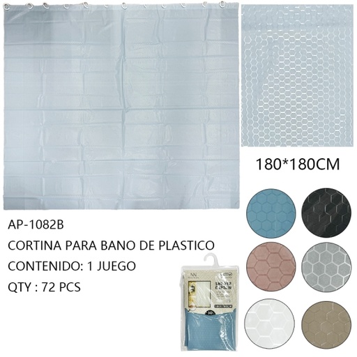 [AP-1082B [72 PZS/CAJA]] [AP-1082B]CORTINA PARA BANO DE PLASTICO