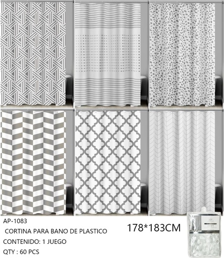 [AP-1083 [60 PZS/CAJA]] [AP-1083]CORTINA PARA BANO DE PLASTICO